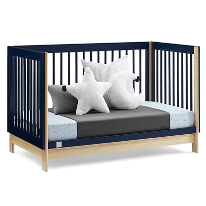 Delta Children babyGap Tate 4-in-1 Convertible Crib + Brannan Bear Bookcase with Bins + Brannan Bear Wall Shelf with 4 Hooks, Navy/Natural (Bundle) - LeafyLoom