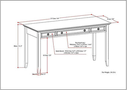 SIMPLIHOME Amherst SOLID WOOD Transitional 54 Inch Wide Desk in Russet Brown, For the Office Desk, Writing Table, Workstation and Study Table - LeafyLoom