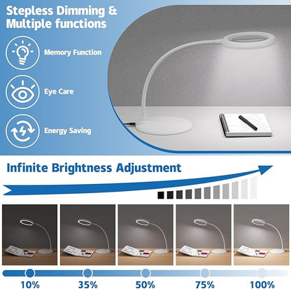 Magnifying Glass with Light and Stand, 5X Magnifying Lamp,Hands Free Desk Magnifying Glass,Desk Magnifiers with Light for Senior, Low Vision, Hobbies, Crafts - LeafyLoom