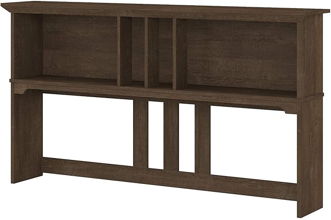 Bush Furniture Salinas Hutch, Desk Attachment with Shelf Storage for Home Office, 60W, Ash Brown - LeafyLoom