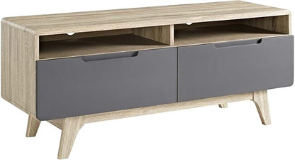 Modway Origin Mid-Century Modern 47 Inch TV Stand in Natural Gray - LeafyLoom