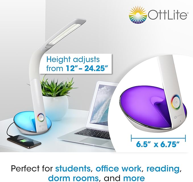 OttLite LED Desk Lamp with Color Changing Base - LeafyLoom