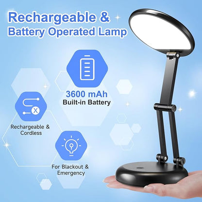 Battery Operated Lamp,3600mAh Battery Powered Lamp,10 Brightness Rechargeable Lamp Battery Lamp,Cordless Lamp Rechargeable Table Lamp,Rechargeable Light Portable Lamp,Small Desk Lamps for Home Office - LeafyLoom