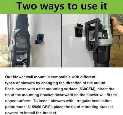 Car Drying Nozzle for EGO Power+ 530 575 580 615 650 765 Leaf Blowers, Includes 1 Leaf Blower Wall Mount Holder and 2 Mounts Battery Holders W/Hardware - LeafyLoom