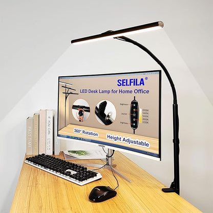 LED Desk Lamp with Clamp - Architect Desk Lamp Swing Arm Task Light 360 ° Rotation Gooseneck Desktop Lighting for Office Home Workbench Drafting Reading - LeafyLoom