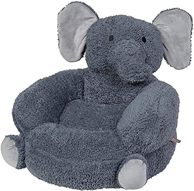 Trend Lab Elephant Toddler Chair Plush Character Kids Chair Comfy Furniture Pillow Chair for Boys and Girls, 21 x 19 x 19 inches - LeafyLoom