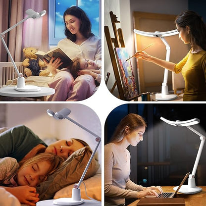 LED Desk Lamp for Home Office, Touch Desk Light Eye-Caring Table Lamp Dimmable with Monitor Sensor Adjustable Swing Arm Desk Lamp for Working Studying Reading Study Ultrawide Bright - LeafyLoom