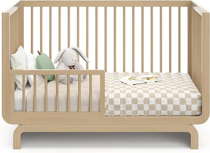 Storkcraft Santorini Deluxe 5-in-1 Convertible Crib with Bonus Toddler Guardrail (Driftwood) – GREENGUARD Gold Certified, Toddler Guardrail Included in Box, Fits Standard Crib Mattress - LeafyLoom