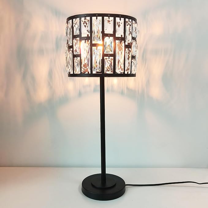 Modern K9 Crystal Table Lamp Desk Lamp 26" Tall for Bedroom Reading, Living Room, Office - LeafyLoom