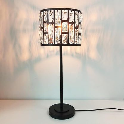 Modern K9 Crystal Table Lamp Desk Lamp 26" Tall for Bedroom Reading, Living Room, Office - LeafyLoom