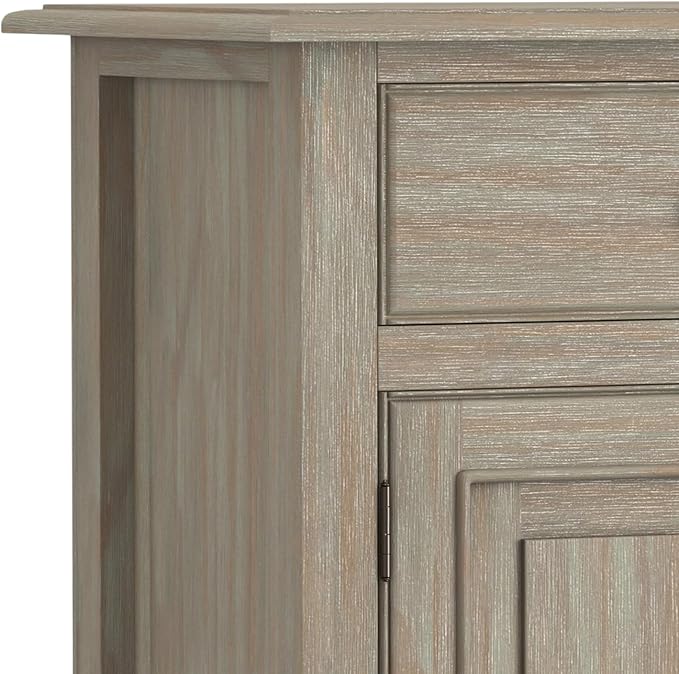 SIMPLIHOME Connaught SOLID WOOD 40 Inch Wide Traditional Entryway Storage Cabinet in Distressed Grey, For the Living Room, Entryway and Family Room - LeafyLoom