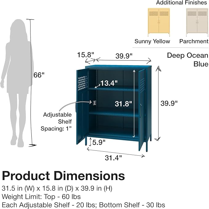 Mr. Kate Annie Short Metal 2 Door Cabinet, Parchment - LeafyLoom