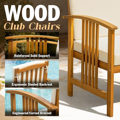 Wood Set 2 with End Table, Club Chair Design - LeafyLoom