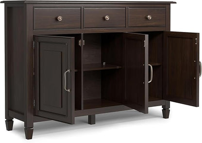 SIMPLIHOME Connaught Low Storage Cabinet, 51 inch, Chestnut Brown - LeafyLoom