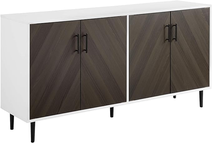 Walker Edison Fehr Modern 4 Door Bookmatch Buffet, 58 Inch, Ash Brown - LeafyLoom