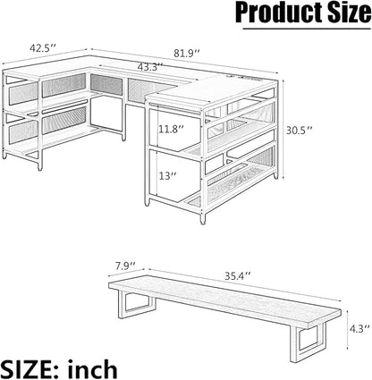 NicBex Laik-DW-00010-DX Desks, 82" W x 43" D x 35" H, Gray - LeafyLoom