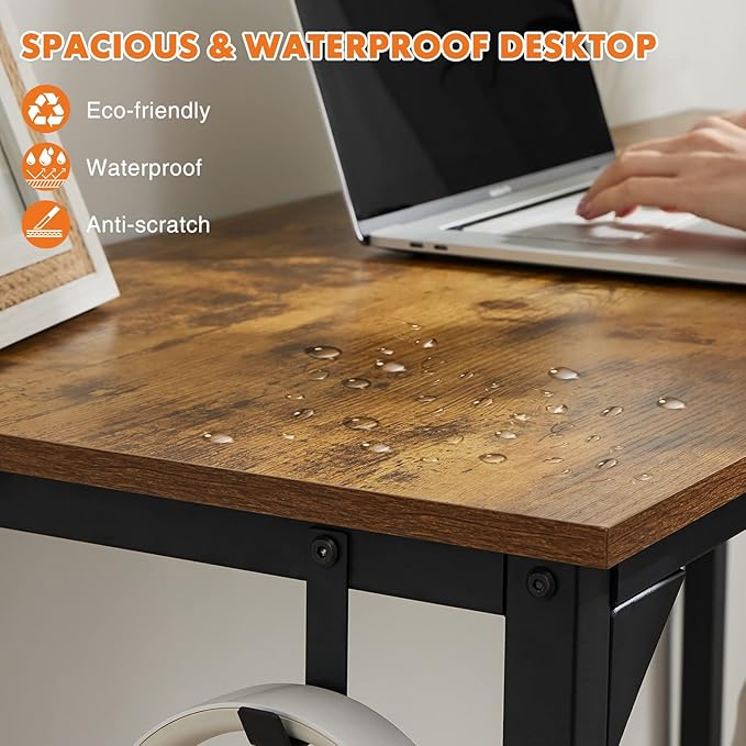 Computer Desk Small Office Desk 40 Inch Writing Desks Small Space Desk Study Table Modern Simple Style Work Table with Storage Bag Headphone Hook Wooden Tabletop Metal Frame for Home, Bedroom - LeafyLoom