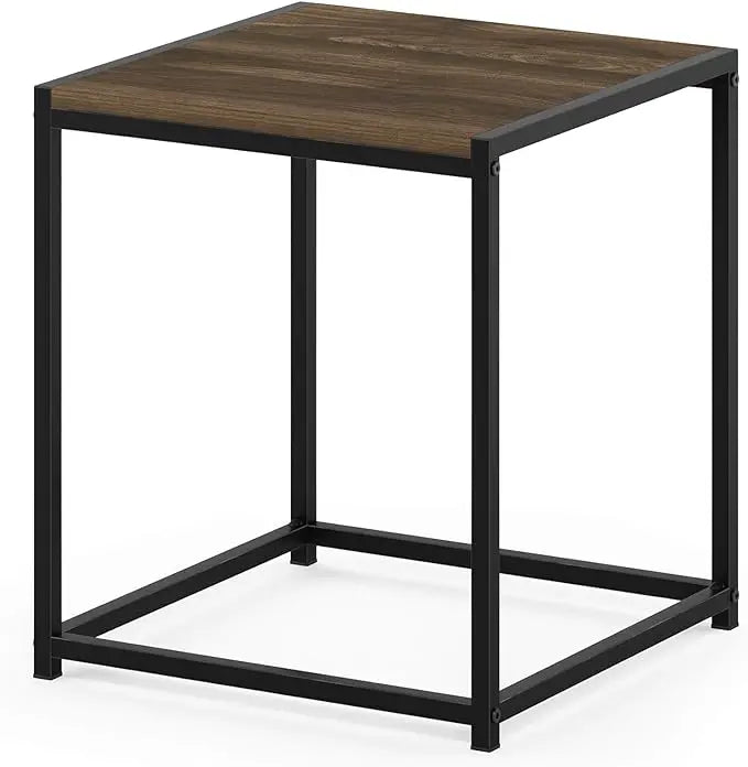 FURINNO Camnus Modern Living End Table, Columbia Walnut, 15.75 in x 15.75 in x 17.83 in - LeafyLoom