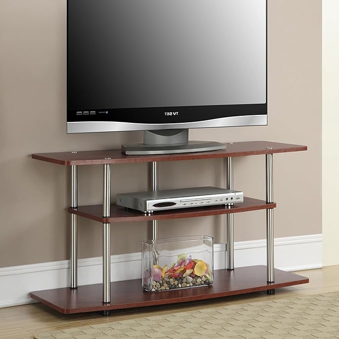 Convenience Concepts Designs2Go 3-Tier Wide TV Stand, 42", Cherry - LeafyLoom