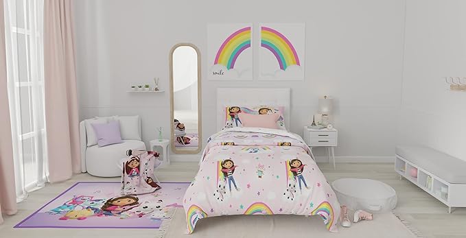 Franco Gabby's Dollhouse Kids Bedding Super Soft Comforter and Sheet Set with Sham, 5 Piece Twin Size, (Officially Licensed Product) - LeafyLoom