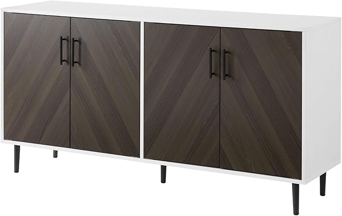 Walker Edison Fehr Modern 4 Door Bookmatch Buffet, 58 Inch, Ash Brown - LeafyLoom