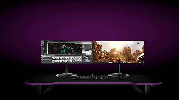 Cooler Master GD160 PC Gamimg Desk, Onesize, Black, Purple - LeafyLoom