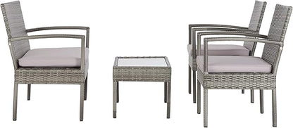 Safavieh PAT7507B Collection Bassey Grey 4-Piece Outdoor Living Patio Set - LeafyLoom