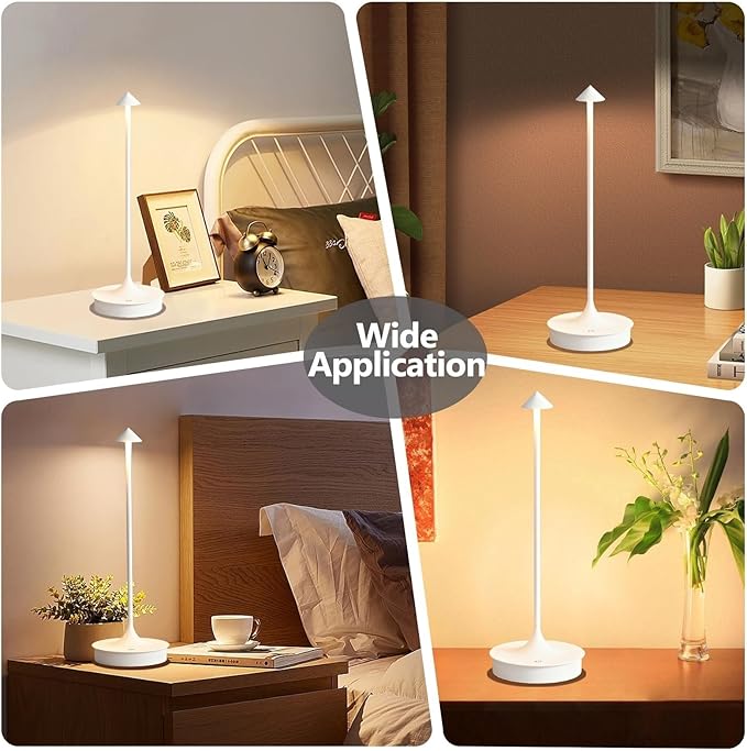 Cordless Table Lamp, Rechargeable Table Light Battery Powered LED Desk Lamp, Stepless Dimming Bedside Lamp, Minimalist Night Light in Aluminum for Restaurant/Bar/Home/Outdoor,White,2Pack - LeafyLoom