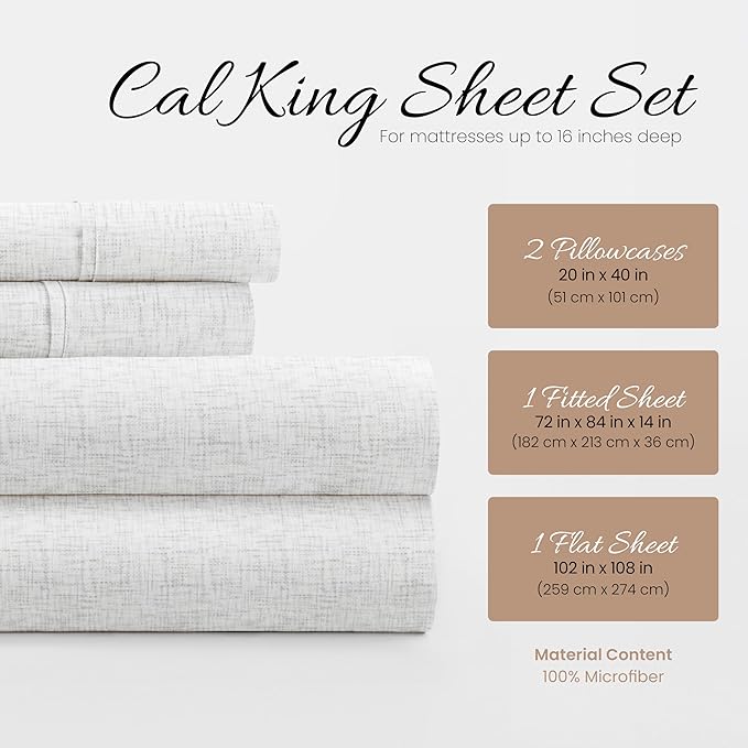 Linen Market 4 Piece California King Bedding Sheet Set (White) - Sleep Better Than Ever with These Ultra-Soft Cooling Bed Sheets for Your California King Size Bed - Deep Pocket Fits 16" Mattress - LeafyLoom