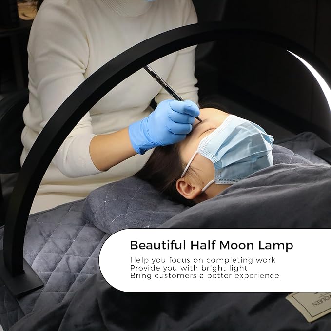 Charme Princesse 30in Half Moon Lamp 48W Half Moon Nail Desk Lamp 1600 Lumen LED Lash Light 3 Color Temperature Lash Lamp for Lashes Eyelash Extensions Tattoo Skin Care (Black) M18S-1-US - LeafyLoom