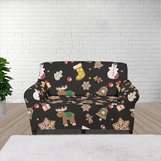 FKELYI Christmas Decorations Indoor Furniture Protector Easy Going Stretch Sofa Slipcover Non-Slip Sofa Slipcovers Washable Sofa Couch Cover M FKELYI