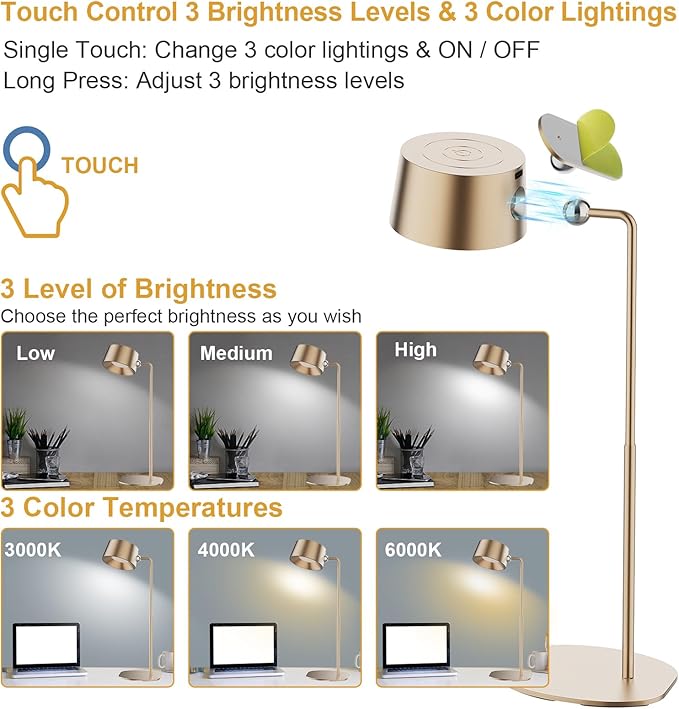 ZAYAZ LED Wall Sconces, LED Wall Mounted Lamps, LED Reading Lights for Bedroom, Wireless Lamp with 360° Rotate Magnetic Ball with FreeGift Desk Lamp Bracket for Table Lamps(Rose Gold) - LeafyLoom