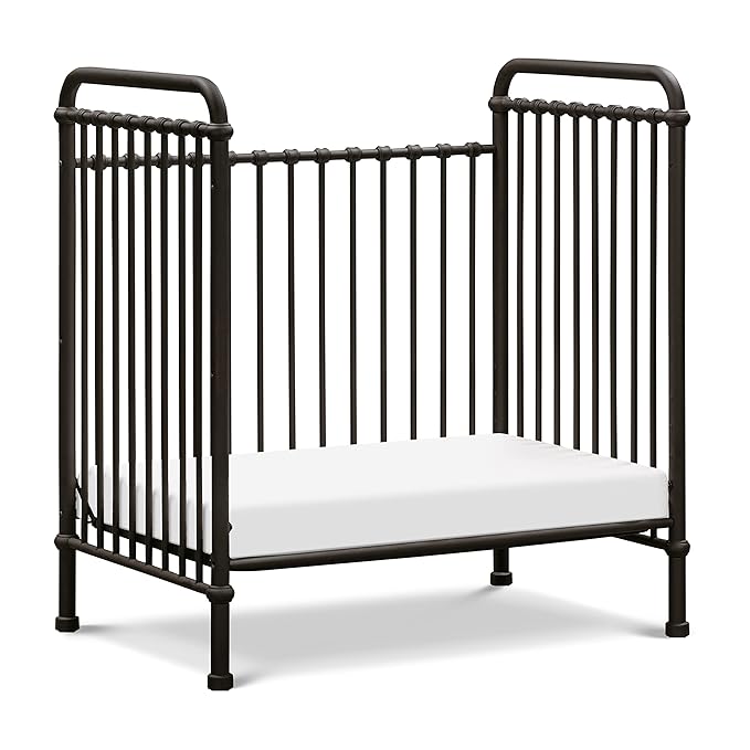 NAMESAKE Abigail 3-in-1 Convertible Mini Metal Crib in Vintage Iron, Greenguard Gold Certified - LeafyLoom