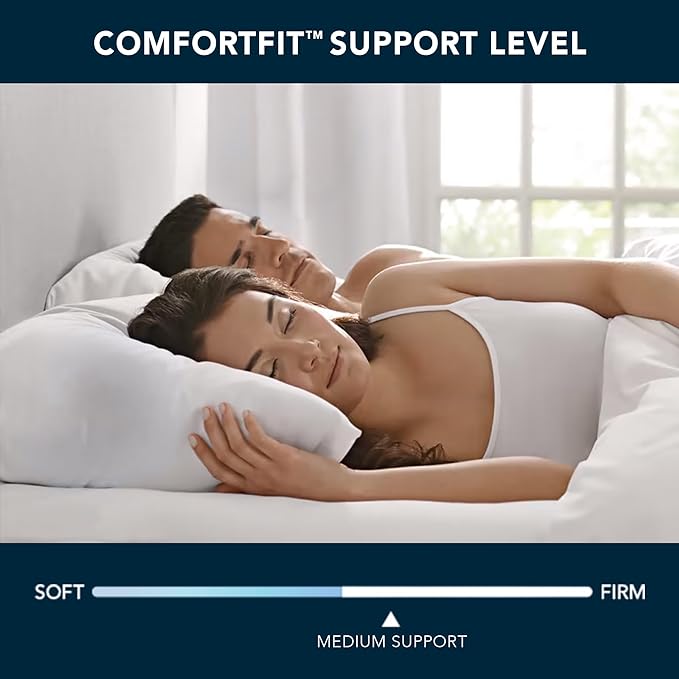 Sleep Number ComfortFit Bed Pillow Classic (King) - for Back & Stomach Sleepers - Memory Foam & Down Alternative, Hotel Quality - LeafyLoom