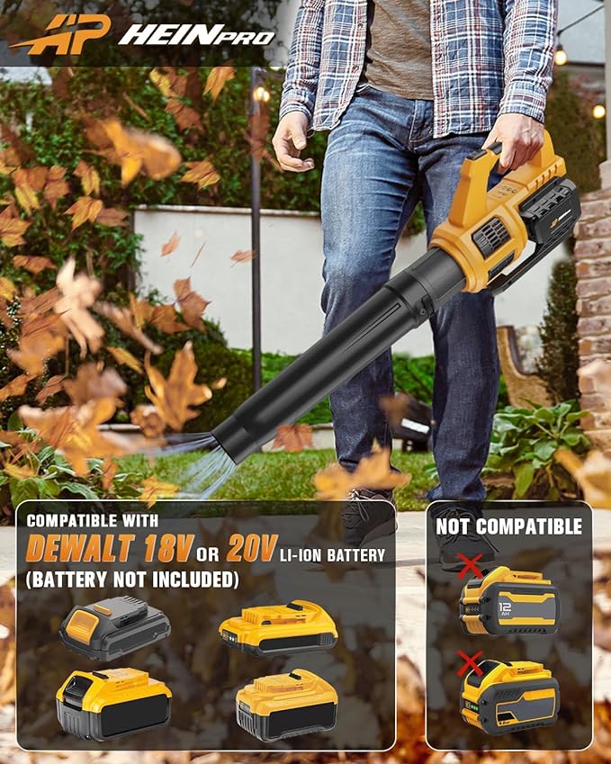 Cordless Leaf Blower for Dewalt 20V Max Battery (No Battery) 400CFM Electric Leaf Blower Cordless, Variable Speed, Turbo Mode, Battery Powered Leaf blowers for Lawn Care, Yard - LeafyLoom