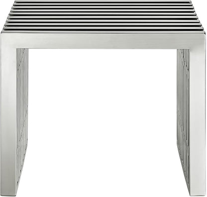 Modway Gridiron Contemporary Modern Small Stainless Steel Bench, 19.5" - LeafyLoom