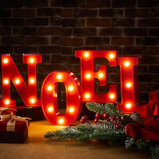 VIHOSE Christmas LED Letter Lights Sign Table Decoration Christmas Light up Letters Battery Powered Letter for Home Bar Christmas Party Bedroom Tabletop Decoration Gift(Noel) VIHOSE