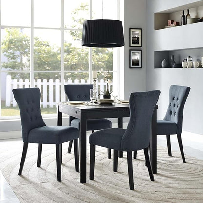 Modway Silhouette Modern Tufted Upholstered Fabric Parsons Four Dining Chairs in Gray - LeafyLoom