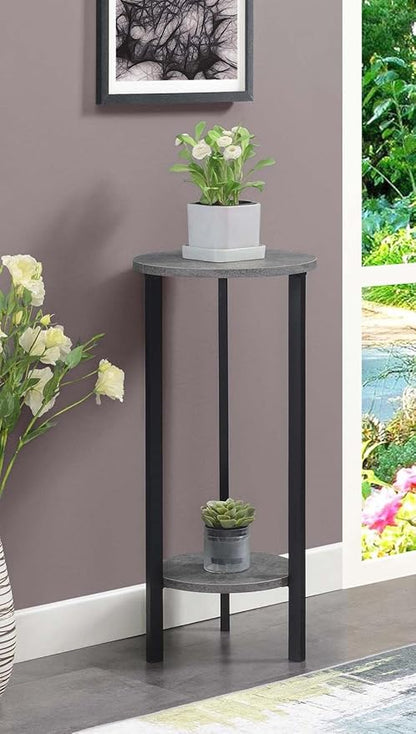 Convenience Concepts Graystone 31 inch 2 Tier Plant Stand, Cement/Black - LeafyLoom