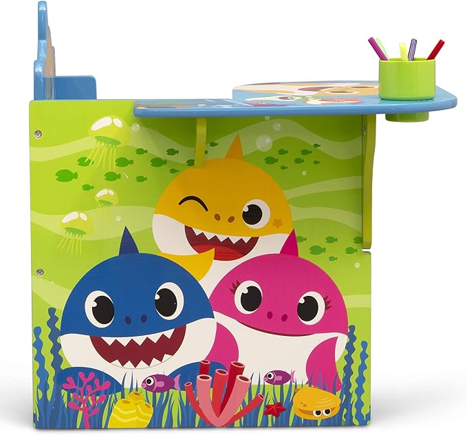 Baby Shark Chair Desk with Storage Bin - Ideal for Arts & Crafts, Snack Time, Homeschooling, Homework & More by Delta Children - LeafyLoom