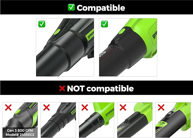 Stubby Car Drying Nozzle for Greenworks 760, 730, 700, 610, 585, 550, 515, & 500 CFM Leaf Blowers - LeafyLoom