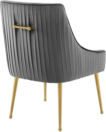 Modway Discern Pleated Back Upholstered Performance Velvet Dining Chair, Gray - LeafyLoom