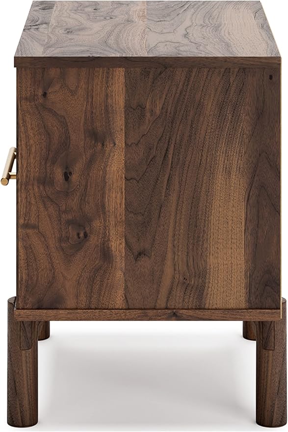 Signature Design by Ashley Calverson Modern 1 Drawer Nightstand with Open Cubby, Dark Brown - LeafyLoom