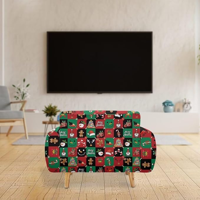 FKELYI Cute Christmas Furniture Protector Easy Going Stretch Sofa Slipcover Non-Slip Sofa Couch Cover Washable Sofa Slipcovers M FKELYI