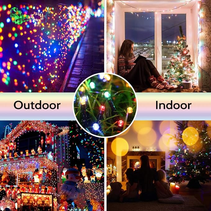 Toodour Christmas Lights Outdoor, 213ft 600 LED Christmas String Lights, 8 Modes, Timer, Waterproof Christmas Fairy Twinkle Lights for Home Garden Yard Wedding Party Tree Xmas Decors - Multicolor Toodour