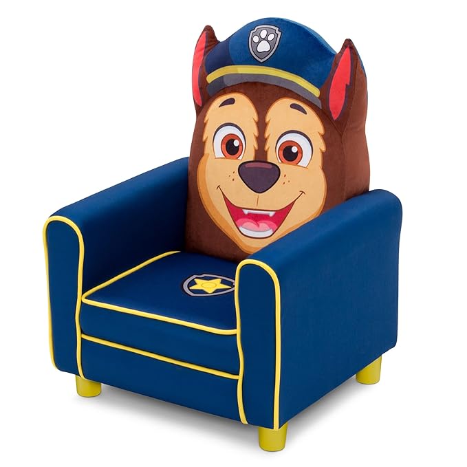 Delta Children Figural Upholstered Kids Chair, Nick Jr. PAW Patrol Chase,Wood, Blue - LeafyLoom