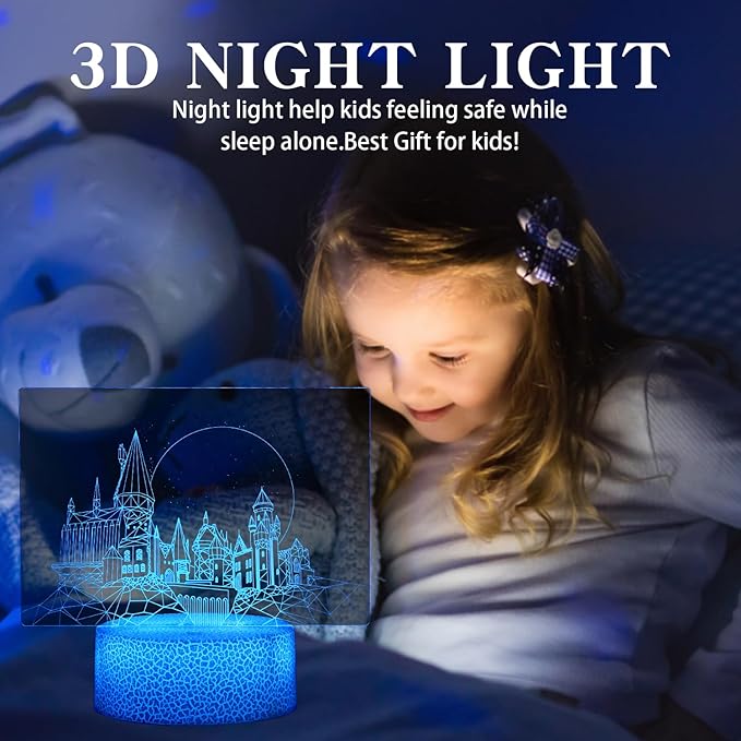 Christmas Gifts,3D Night Light for Kids,with Remote Touch Kids Bedside Lamp,16 Color Changing Decor Lamp,Christmas and Birthday Party Supplies for Boys/Girls - LeafyLoom