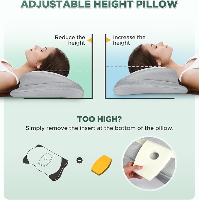 Adjustable Height Cervical Neck Pillow for Pain Relief, Hollow Contour Pillow with Cooling Breathable Pillowcase, Odorless Memory Foam Pillows, Orthopedic Bed Pillow Support Shoulder Side Back Stomach - LeafyLoom