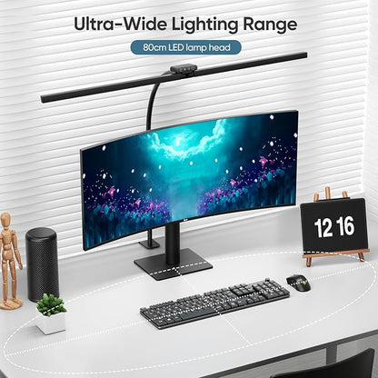 Led Desk Lamp for Office Home, Eye Caring Architect Desk Light with Clamp, Double Head 24W Ultra Bright Table Lamp with Remote Control, 5 Color Modes Flexible Gooseneck Lamp for Reading Study - LeafyLoom