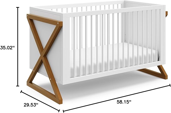 Storkcraft Equinox 3-in-1 Convertible Crib (Vintage Driftwood) Easily Converts to Toddler Bed & Daybed, 3-Position Adjustable Mattress Support Base, Modern Two-Tone Design for Contemporary Nursery - LeafyLoom